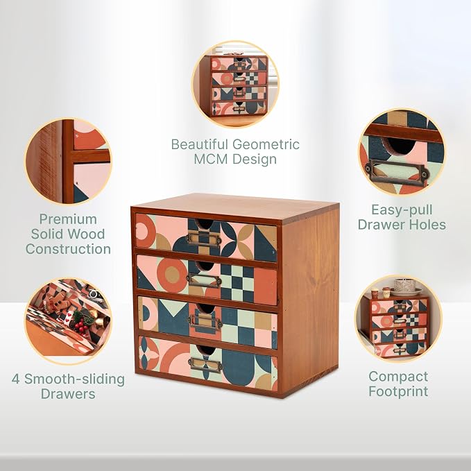 Mid-Century Modern Geometric Pattern Desk Organizer - Image 4
