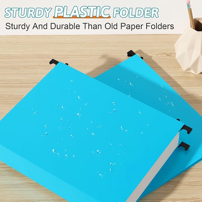 Extra Capacity Plastic Hanging File Folder Letter Size, 12 Pack Reinforced Hang - Image 2