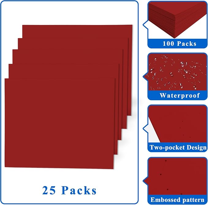 Zzrywuty 50 Packs Paper Red Folders - Image 5