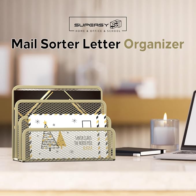 SUPEASY Mail Organizer for Desk, Mesh Metal Mail Holder Countertop - Image 2