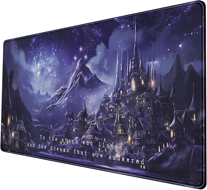 Purple Velaris Desk Mat Acotar Desk Mat Night Castle Fantasy Mouse Pad Large by Nasdalgias
