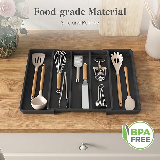 Lifewit Utensil Organizer, Expandable Kitchen Drawer Tray, Adjustable Cutlery - Image 9