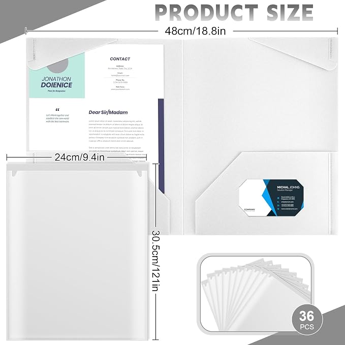 Henoyso 36 Pack White Plastic Folders - Image 2