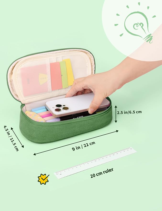 SUNEE Cute Pencil Case, Large Pencil Pouch, Soft Corduroy Fabric Big Pencil Bag - Image 6