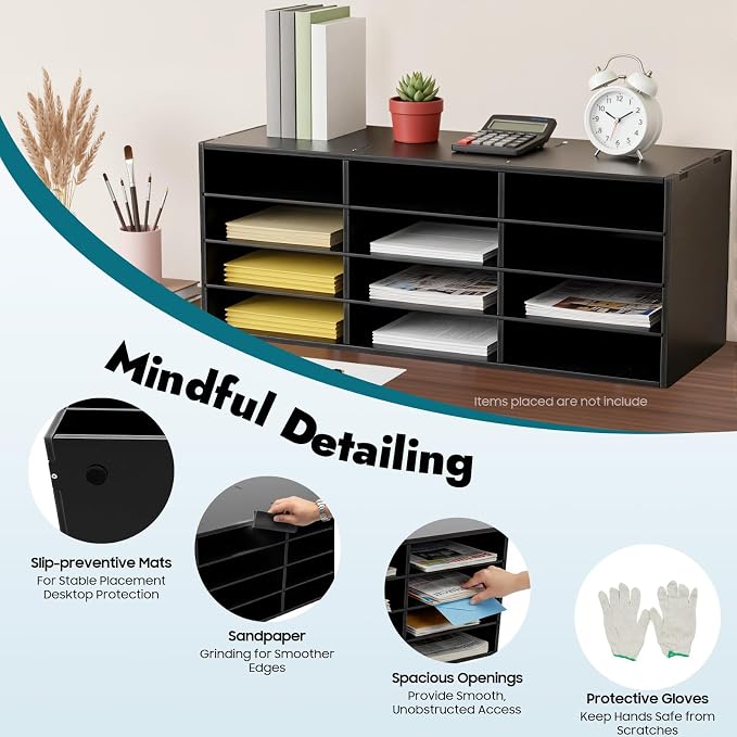 Mailbox for Classroom 12 Slots, Mail Sorter Countertop Paper Organizer Storage - Image 5
