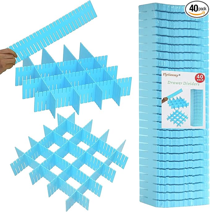 40Pcs Drawer Dividers, Adjustable Drawer Organizer by Flytianmy