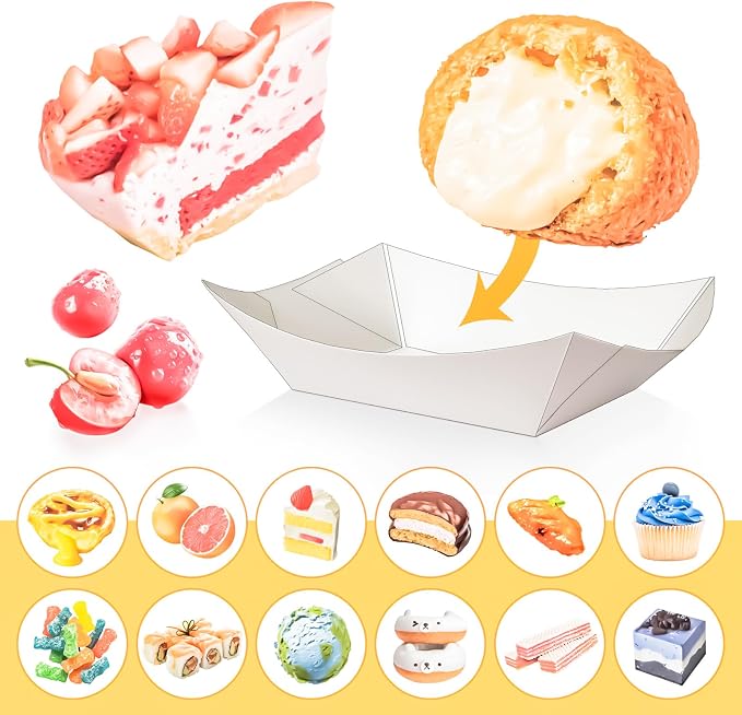 100 Pack 1/4 Lb Paper Food Boat Trays, 0.25Lb Mini Kraft Food Serving Boat Tray - Image 7