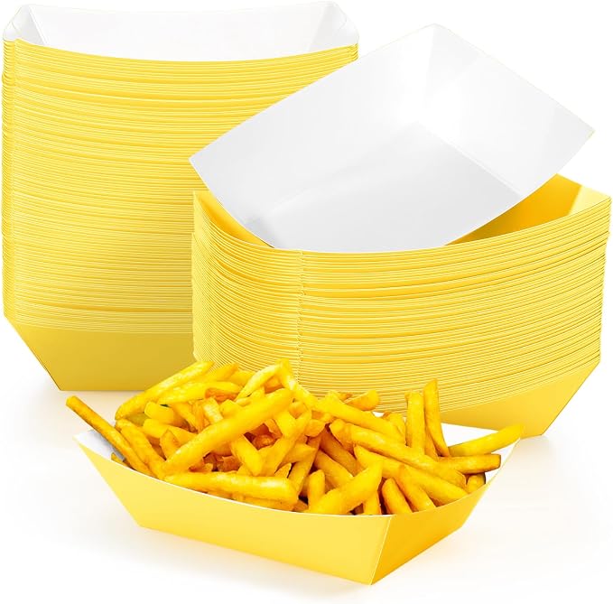 Yinkin 100 Pcs Paper Food Trays Boat 1 lb Disposable Nacho Trays Taco Chip by Yinkin