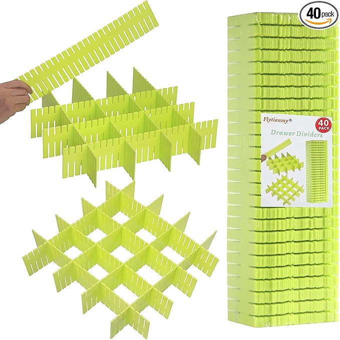 40Pcs Drawer Dividers, Adjustable Drawer Organizer by Flytianmy