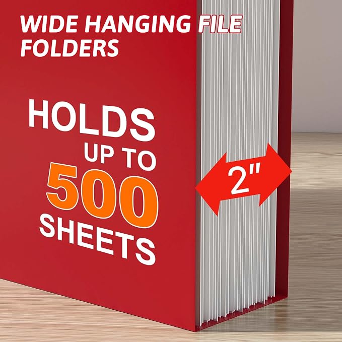 Plastic Hanging File Folder Extra Capacity, 12 Pack Reinforced Hang Folders - Image 4