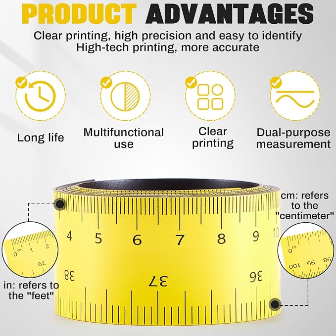 Relaxweex 1 Pcs 39.37 Inch Magnetic Ruler Flexible Tape Magnetic Tape Measure - Image 4