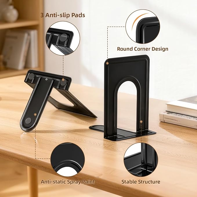 HappyHapi Book Ends, Metal Bookends - Image 3
