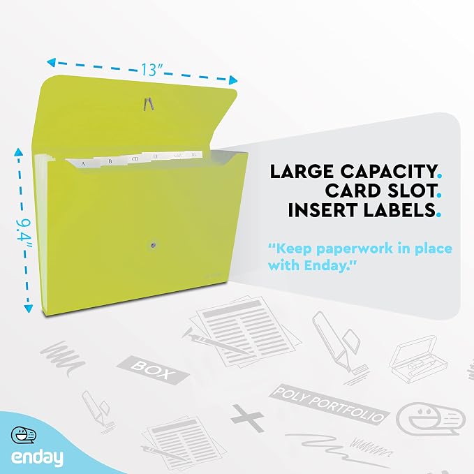 Accordion File Organizer Green, 7 Pocket Expanding File and Cover Folder - Image 5