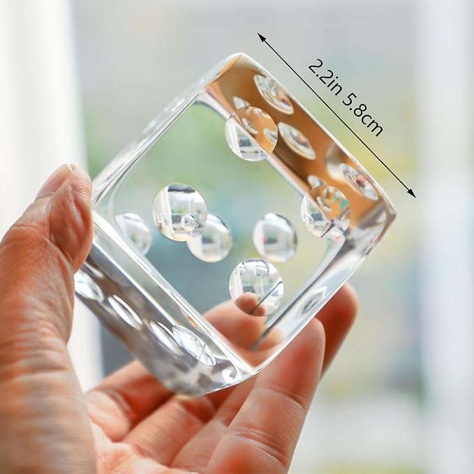 QFkris 2.2" Glass Dice Paperweight Glass Art Dice Figurine Paper Weights - Image 3