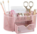 BLU MONACO | Pink Desk Organizers Metal Mesh Stationery Holder | Wire Mesh Desk by Blu_Monaco