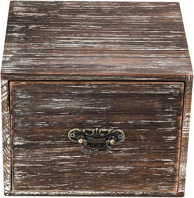 Office Desk Organizer with Drawers Dark Brown Vintage Square Wood Desktop - Image 6