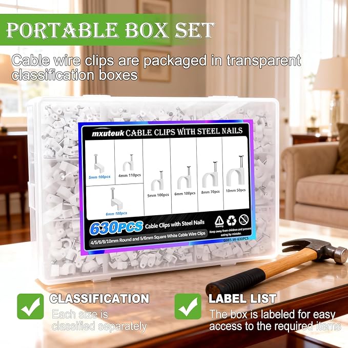 mxuteuk 630PCS Cable Clips - Image 5