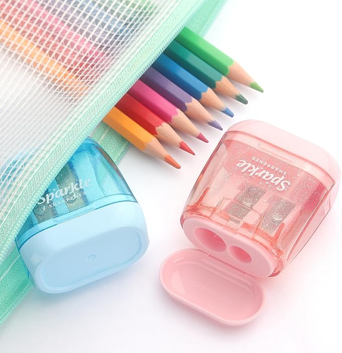 NNY Pencil Sharpener Manual, Dual Hole, 4 Pack | Colored Portable Handheld - Image 3