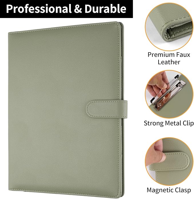 Professional Padfolio with Clipboard, Faux Leather Portfolio Folder Binder - Image 6
