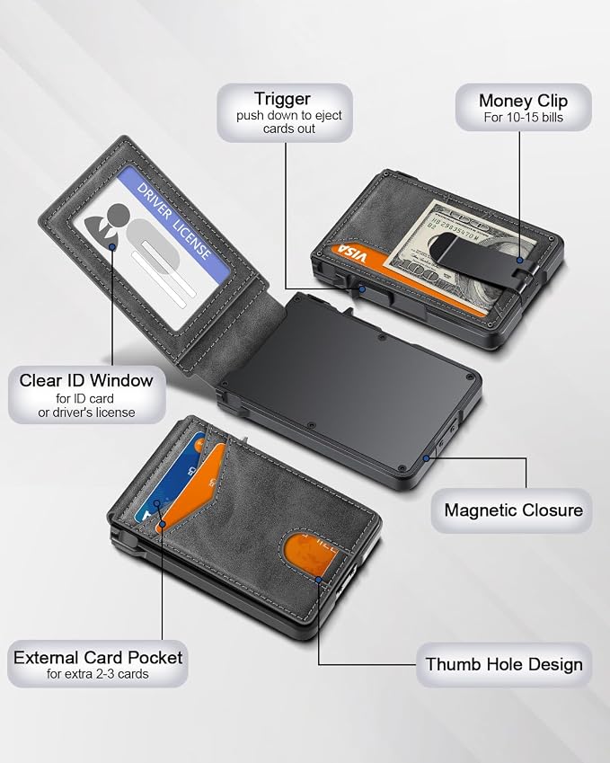 ZALVEX Wallet for Men, Mens Minimalist Wallet 9-13 Cards, Slim Compact Wallet - Image 3