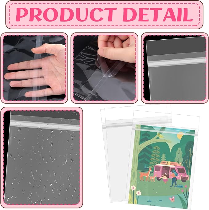 VOKOY 100 Pack 8 3/8 x 10 1/8 inches Crystal Clear Sleeves Storage Bags - Image 3