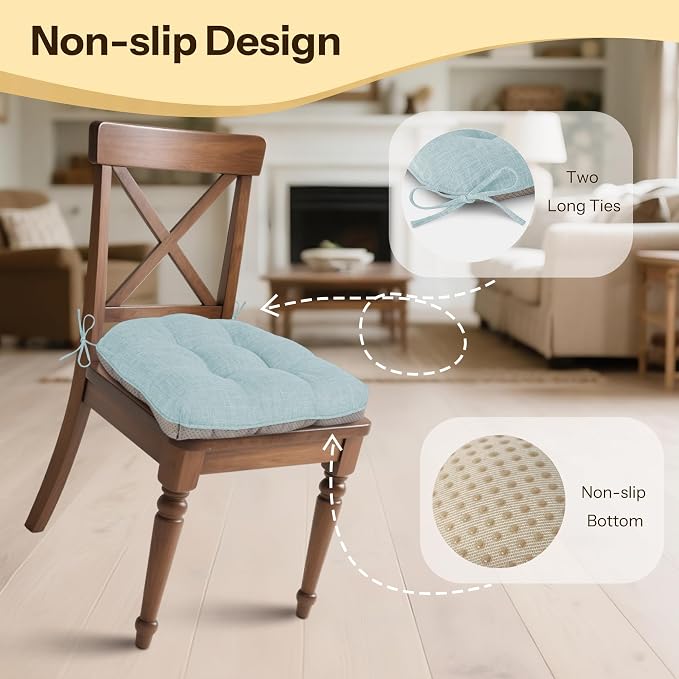Non Slip Chair Cushions for Dining Chairs Set of 4 Kitchen Chair Cushions - Image 3