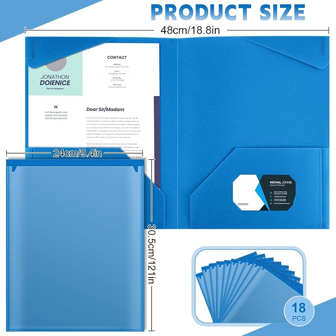 Henoyso 18 Pack Blue Plastic Folders - Image 2