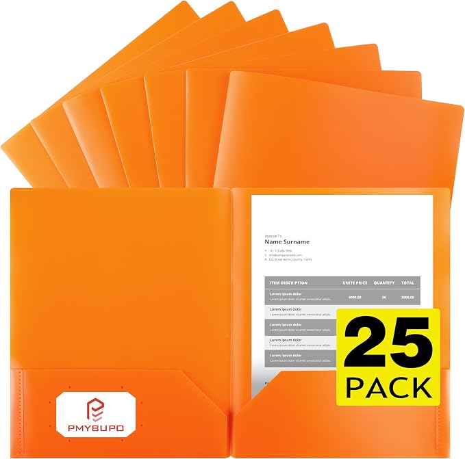 pmybupo Plastic Folders with Pockets, 2 Pocket Poly Folders by pmybupo