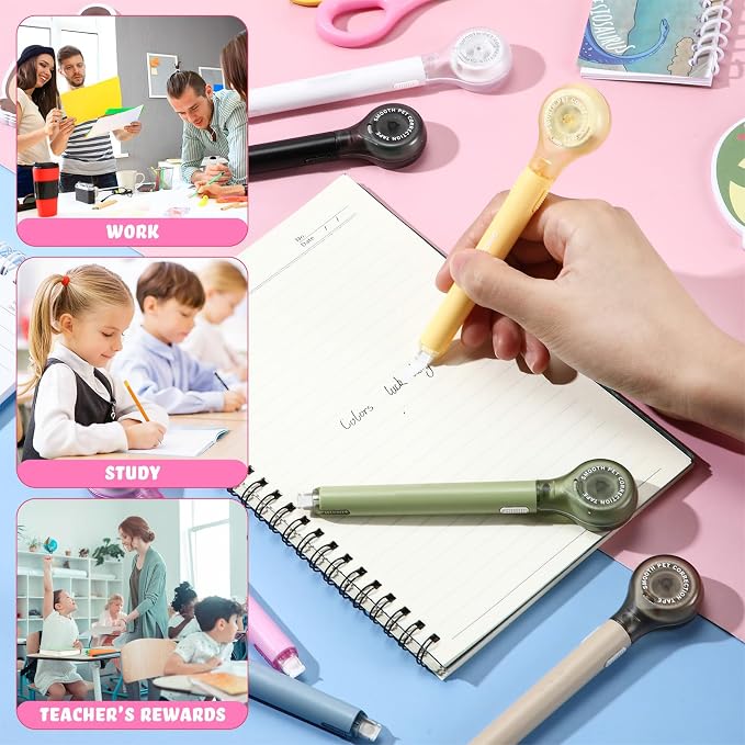 Gersoniel 10 Pack Correction Tape Pen Correctional Ink Tape Push Pull Protective - Image 4