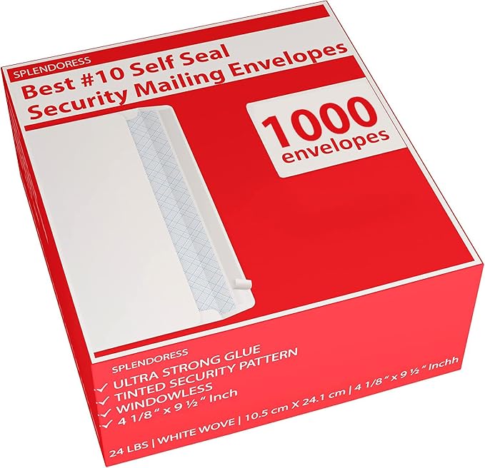 #10 Envelopes Letter Size Self Seal | 1, 000 Business Mailing Security Peel and by Splendoress