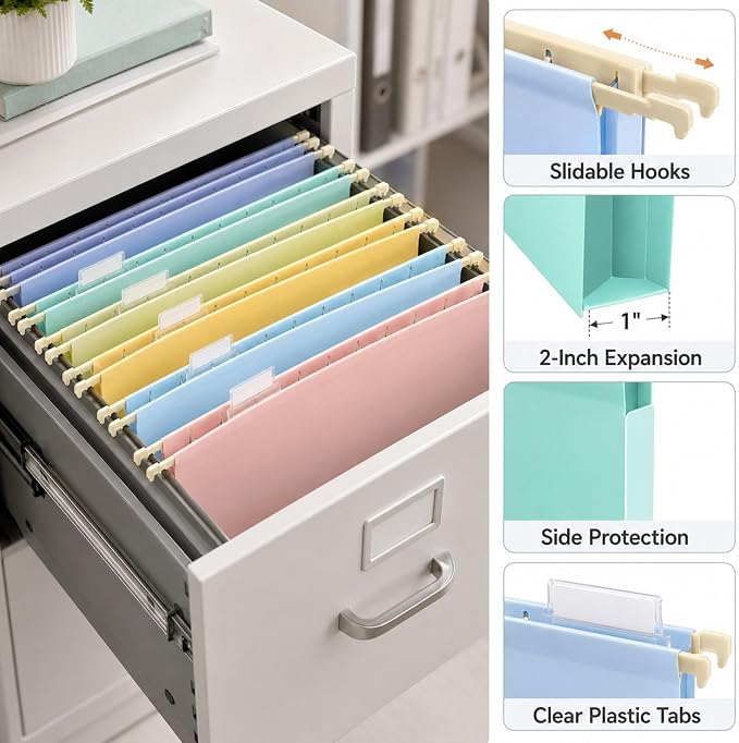 gisgfim 16 Pack Plastic Hanging File Folder Letter Size 1inch Expanding File - Image 3
