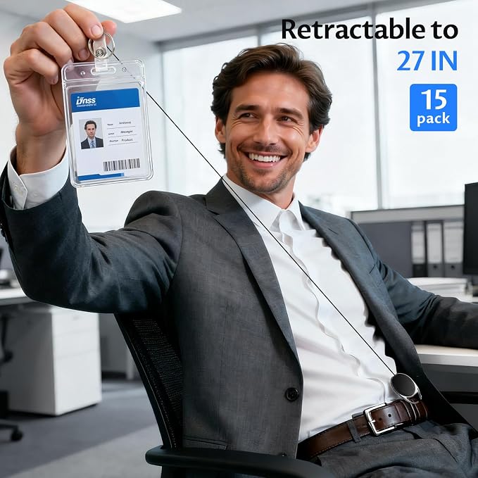 Simetufy 15 Pack Retractable Badge Holder - Image 2