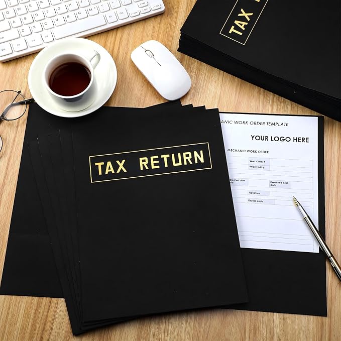 Kosiz 200 Pcs Tax Return Folders Bulk 9 x 12 Inch 2 Pocket Gold Foil Stamped - Image 3