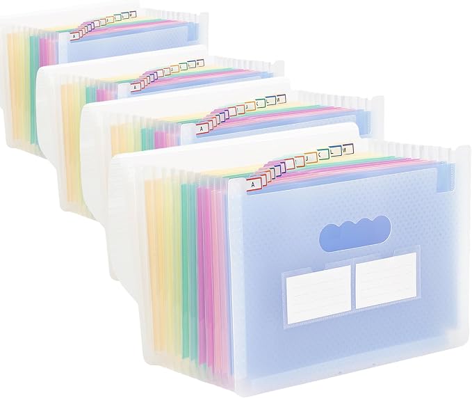 Accordion File Organizer, 4 Pack 12 Pockets Expanding File Folders, Portable by MAIMIS