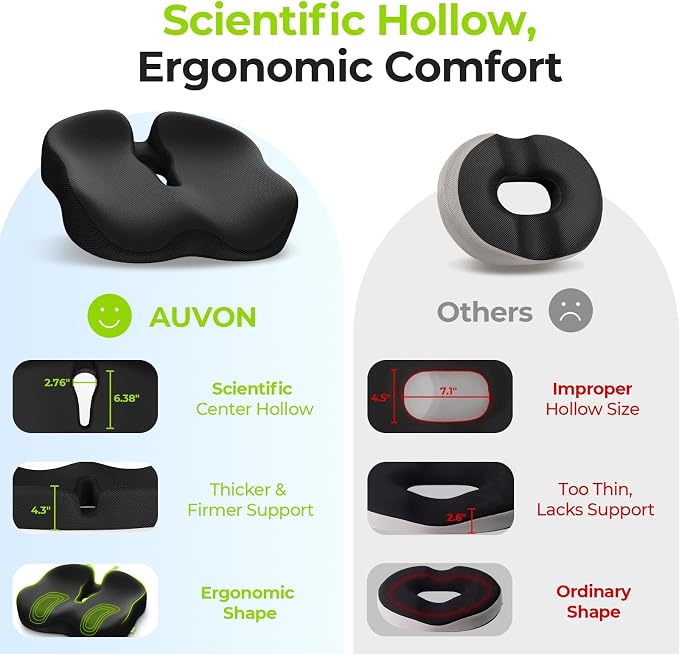 AUVON Ergonomic Donut Pillow Seat Cushion - Image 4