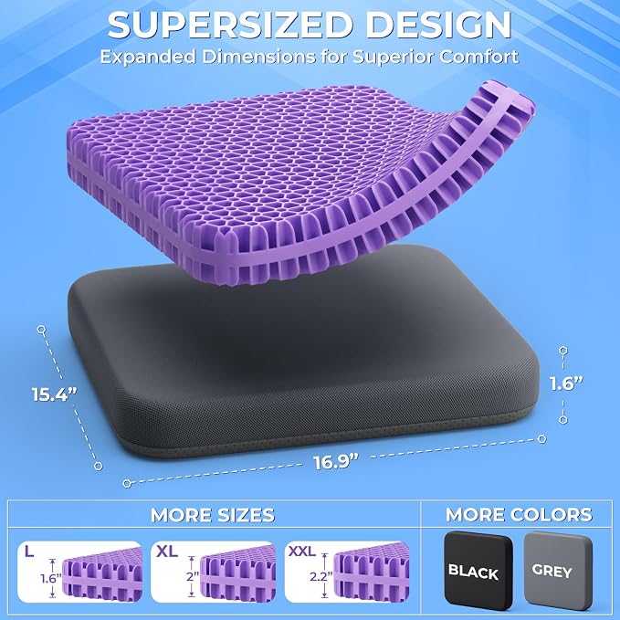 TushGuard Gel Seat Cushion for Long Sitting, Enlarged & Thickened Patent Design - Image 3
