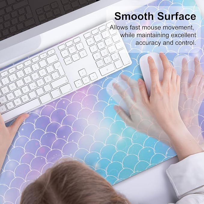 QiyI Large Desk Pad, Colorful Mouse Pad Desktop Decor, Waterproof PU Leather - Image 5