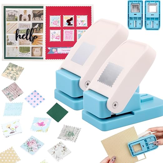 BAOFALI 2Pcs/Set Stamp Puncher 1 Inch Square Hole Punch & 1 Inch Square Postage by BAOFALI