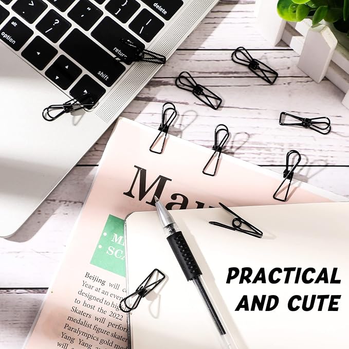 100 Pcs Paper Clips Metal Wire Hollow Out Clothespins Multi Purpose Utility - Image 7