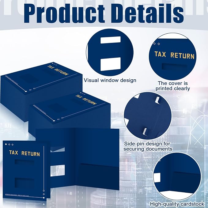 Mooliwe 200 Pcs Blue Tax Return Folders Bulk 9 x 11.25 Inches Income Tax - Image 3