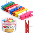 Wooden Push Pin Clips 50 Pcs, Pins Clips Creative Paper Clips by Yalis