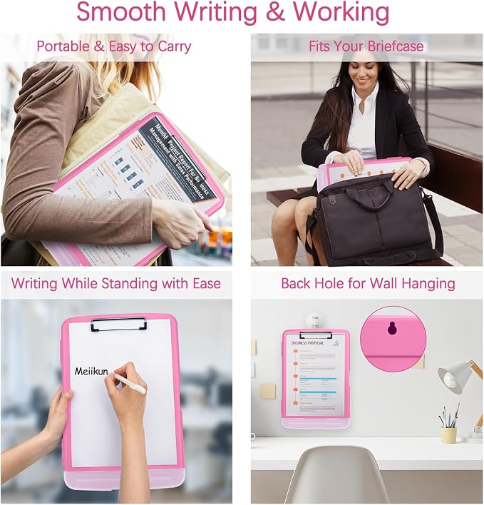 Meiikun Clipboard with Storage, Plastic Clipboards 8.5x11 with Pen Holder - Image 4