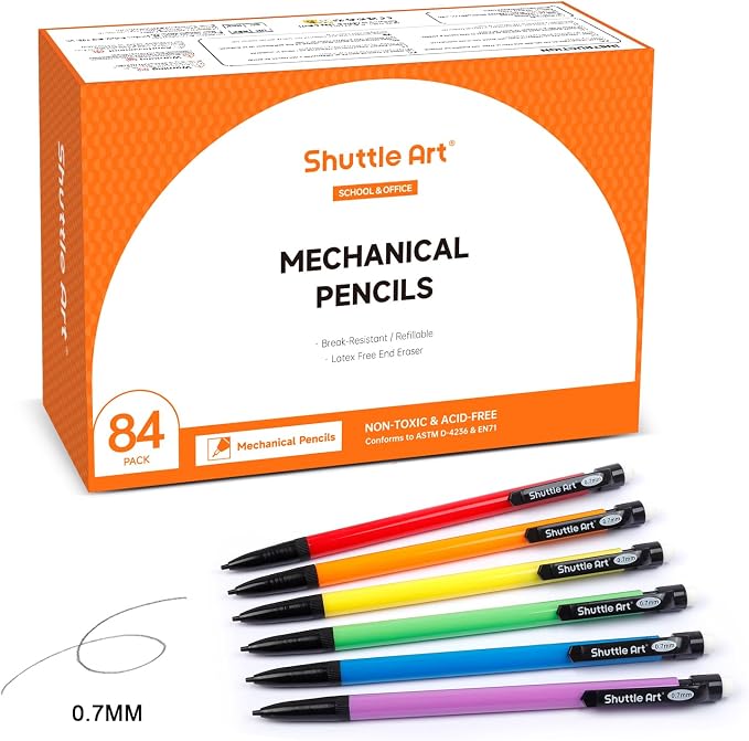 Shuttle Art Mechanical Pencils, 84 Pack Bulk Mechanical Pencils 0.7mm Medium by ShuttleArt