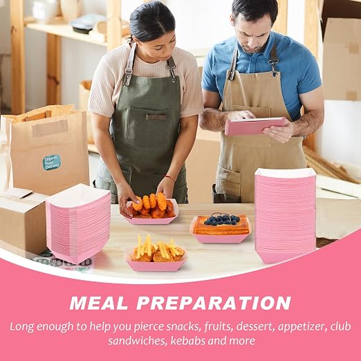 Yinkin 200 Pcs Paper Boat Disposable Graduation Food Trays Nacho Trays Kraft - Image 4