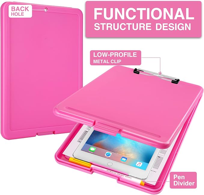 Sooez Clipboard with Storage, Plastic Storage Clipboards with Low Profile Clip - Image 3