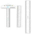 3PCS 6''/12 '' Acrylic Clear Edge Rulers T-Square Ruler, inches and Metric by BAOFALI