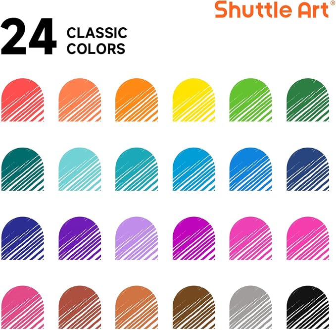 Shuttle Art Colored Retractable Gel Pens, 24 Bright Ink Colors, Cute Pens 0.7mm - Image 2