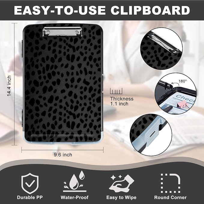 Clipboard with Storage, Heavy Duty Plastic Storage Clipboard with Low Profile - Image 2
