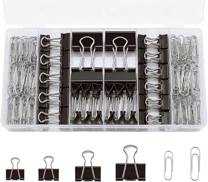 276Pcs Paper Clips and Binder Clips Assorted Sizes，Black Binder Paper Clips by Unknown