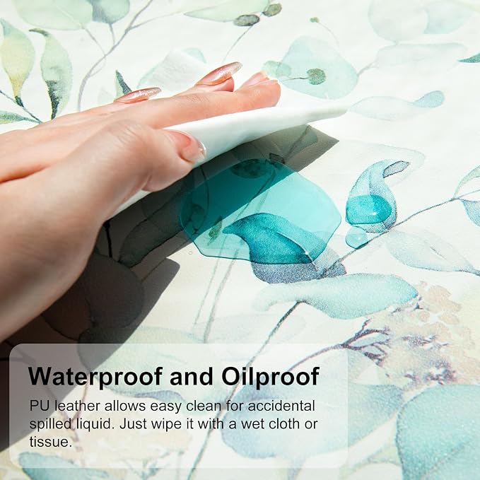 QiyI Large Mouse Pad, Cute Green Leaves Desk Mat - Image 3